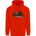 Motorcycle and Sidecar Biker Motorbike Mens 80% Cotton Hoodie Bright Red