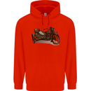 Motorcycle and Sidecar Biker Motorbike Mens 80% Cotton Hoodie Bright Red