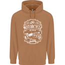 Motorcycle and Sidecar Biker Motorbike Mens 80% Cotton Hoodie Caramel Latte