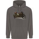 Motorcycle and Sidecar Biker Motorbike Mens 80% Cotton Hoodie Charcoal