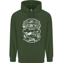 Motorcycle and Sidecar Biker Motorbike Mens 80% Cotton Hoodie Forest Green