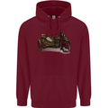 Motorcycle and Sidecar Biker Motorbike Mens 80% Cotton Hoodie Maroon