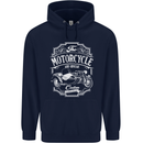 Motorcycle and Sidecar Biker Motorbike Mens 80% Cotton Hoodie Navy Blue