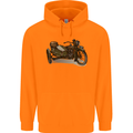 Motorcycle and Sidecar Biker Motorbike Mens 80% Cotton Hoodie Orange