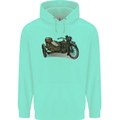 Motorcycle and Sidecar Biker Motorbike Mens 80% Cotton Hoodie Peppermint