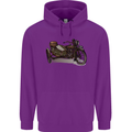 Motorcycle and Sidecar Biker Motorbike Mens 80% Cotton Hoodie Purple