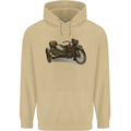 Motorcycle and Sidecar Biker Motorbike Mens 80% Cotton Hoodie Sand