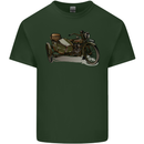 Motorcycle and Sidecar Biker Motorbike Mens Cotton T-Shirt Tee Top Forest Green