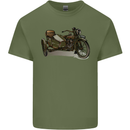 Motorcycle and Sidecar Biker Motorbike Mens Cotton T-Shirt Tee Top Military Green