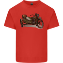 Motorcycle and Sidecar Biker Motorbike Mens Cotton T-Shirt Tee Top Red