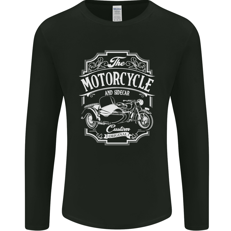 Motorcycle and Sidecar Biker Motorbike Mens Long Sleeve T-Shirt Black