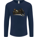 Motorcycle and Sidecar Biker Motorbike Mens Long Sleeve T-Shirt Navy Blue