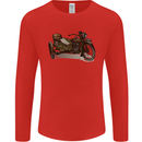 Motorcycle and Sidecar Biker Motorbike Mens Long Sleeve T-Shirt Red