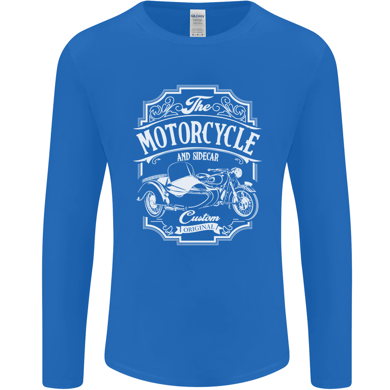 Motorcycle and Sidecar Biker Motorbike Mens Long Sleeve T-Shirt Royal Blue