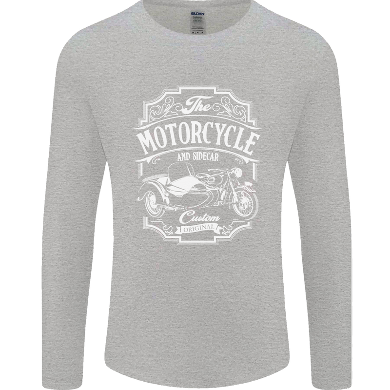 Motorcycle and Sidecar Biker Motorbike Mens Long Sleeve T-Shirt Sports Grey