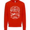 Motorcycle and Sidecar Biker Motorbike Mens Sweatshirt Jumper Bright Red