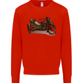 Motorcycle and Sidecar Biker Motorbike Mens Sweatshirt Jumper Bright Red