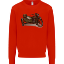 Motorcycle and Sidecar Biker Motorbike Mens Sweatshirt Jumper Bright Red