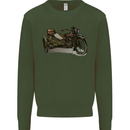 Motorcycle and Sidecar Biker Motorbike Mens Sweatshirt Jumper Forest Green