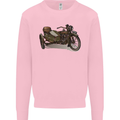 Motorcycle and Sidecar Biker Motorbike Mens Sweatshirt Jumper Light Pink