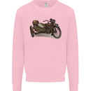 Motorcycle and Sidecar Biker Motorbike Mens Sweatshirt Jumper Light Pink