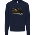 Motorcycle and Sidecar Biker Motorbike Mens Sweatshirt Jumper Navy Blue