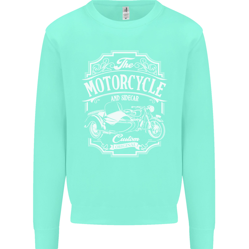 Motorcycle and Sidecar Biker Motorbike Mens Sweatshirt Jumper Peppermint