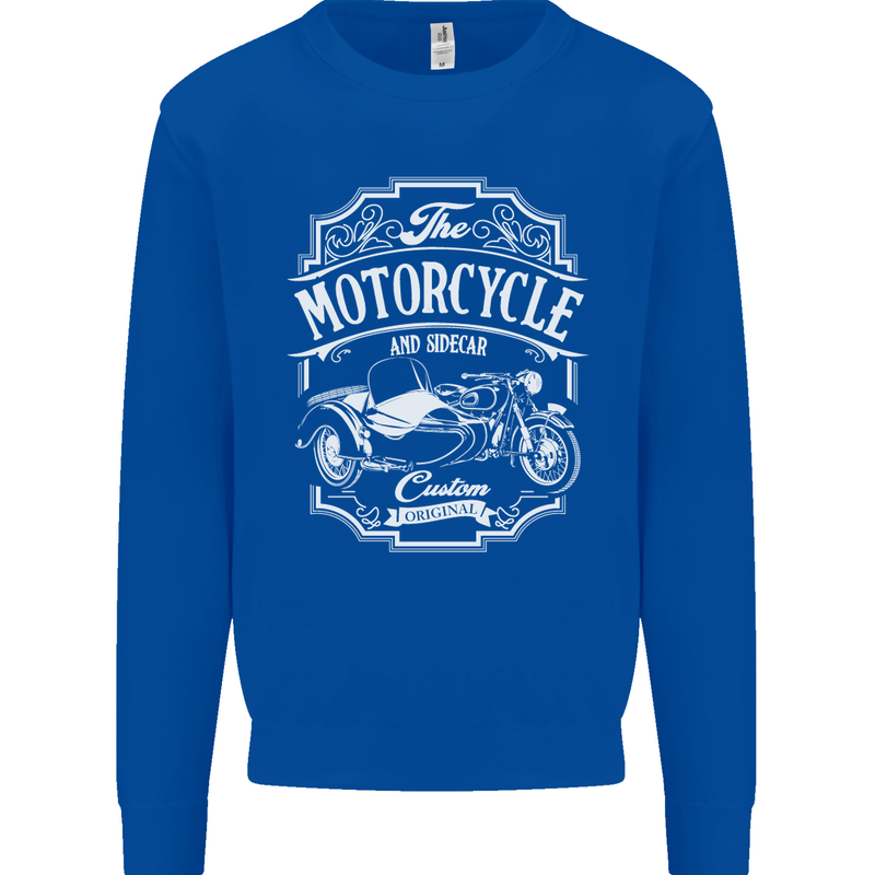 Motorcycle and Sidecar Biker Motorbike Mens Sweatshirt Jumper Royal Blue
