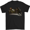 Motorcycle and Sidecar Biker Motorbike Mens T-Shirt Cotton Gildan Black