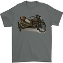 Motorcycle and Sidecar Biker Motorbike Mens T-Shirt Cotton Gildan Charcoal