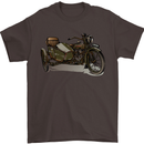Motorcycle and Sidecar Biker Motorbike Mens T-Shirt Cotton Gildan Dark Chocolate