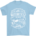 Motorcycle and Sidecar Biker Motorbike Mens T-Shirt Cotton Gildan Light Blue