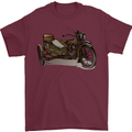 Motorcycle and Sidecar Biker Motorbike Mens T-Shirt Cotton Gildan Maroon