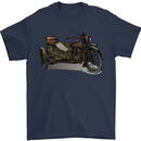 Motorcycle and Sidecar Biker Motorbike Mens T-Shirt Cotton Gildan Navy Blue