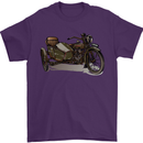 Motorcycle and Sidecar Biker Motorbike Mens T-Shirt Cotton Gildan Purple