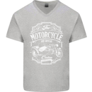 Motorcycle and Sidecar Biker Motorbike Mens V-Neck Cotton T-Shirt Sports Grey