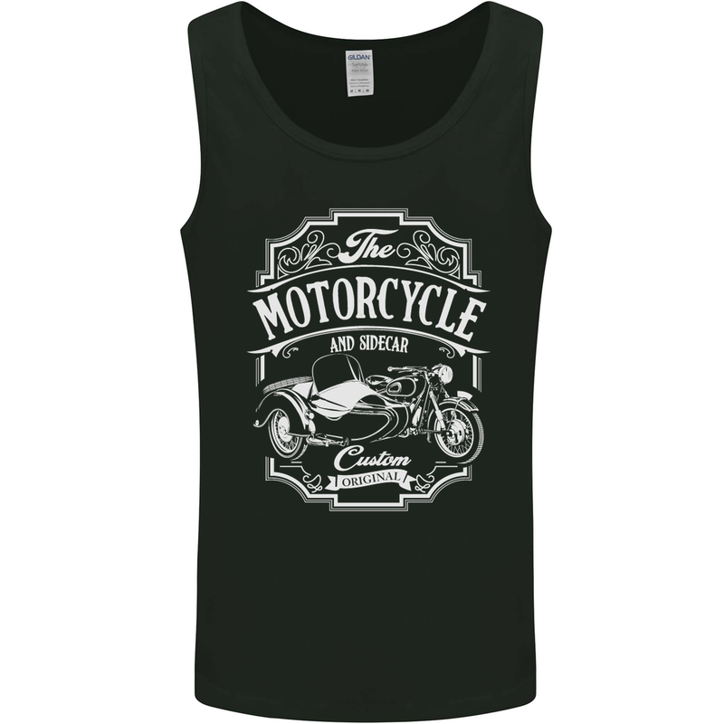 Motorcycle and Sidecar Biker Motorbike Mens Vest Tank Top Black