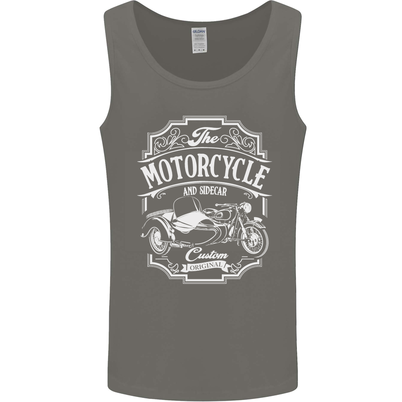 Motorcycle and Sidecar Biker Motorbike Mens Vest Tank Top Charcoal