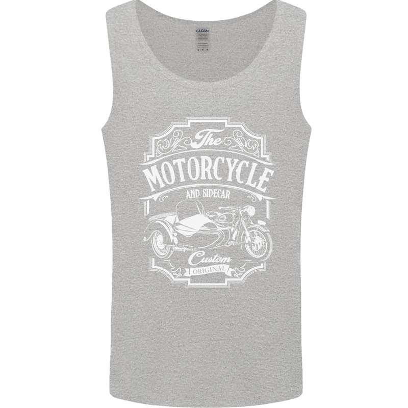 Motorcycle and Sidecar Biker Motorbike Mens Vest Tank Top Sports Grey