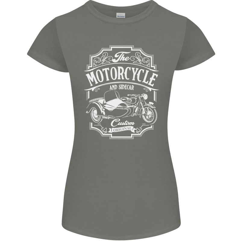 Motorcycle and Sidecar Biker Motorbike Womens Petite Cut T-Shirt Charcoal