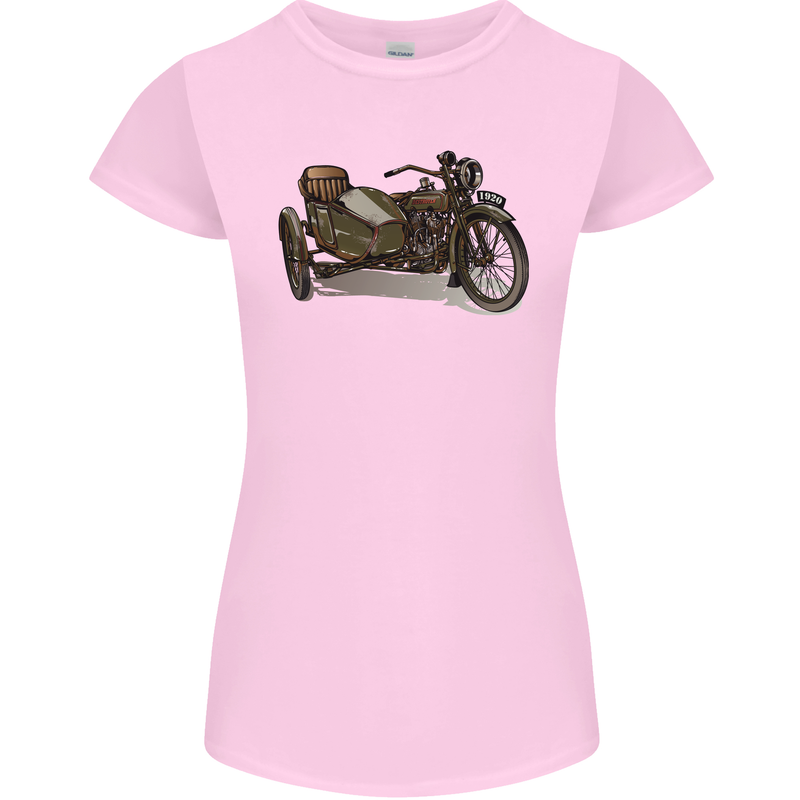 Motorcycle and Sidecar Biker Motorbike Womens Petite Cut T-Shirt Light Pink