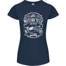 Motorcycle and Sidecar Biker Motorbike Womens Petite Cut T-Shirt Navy Blue