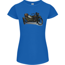 Motorcycle and Sidecar Biker Motorbike Womens Petite Cut T-Shirt Royal Blue