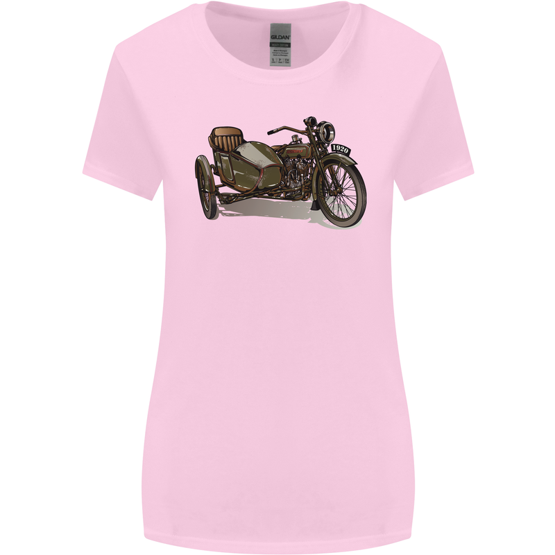 Motorcycle and Sidecar Biker Motorbike Womens Wider Cut T-Shirt Light Pink