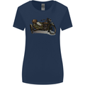 Motorcycle and Sidecar Biker Motorbike Womens Wider Cut T-Shirt Navy Blue