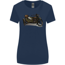 Motorcycle and Sidecar Biker Motorbike Womens Wider Cut T-Shirt Navy Blue