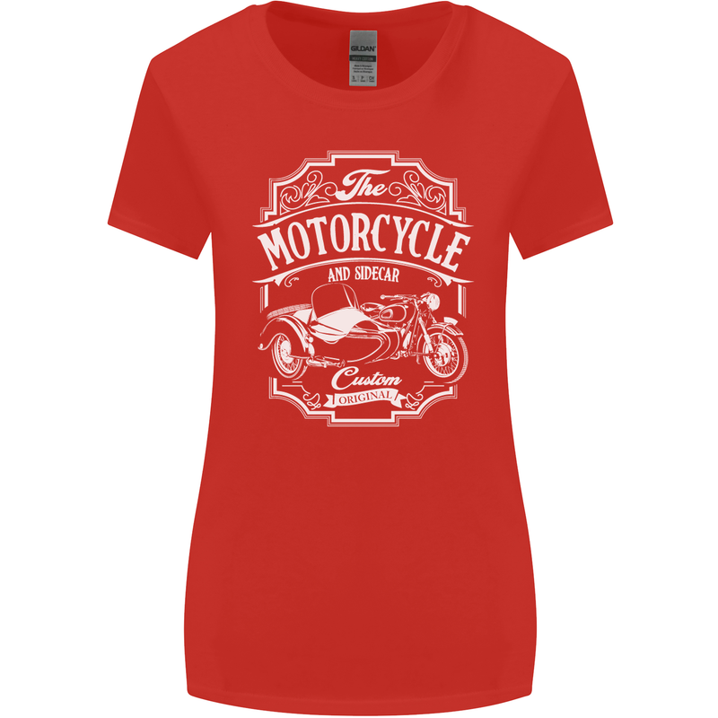 Motorcycle and Sidecar Biker Motorbike Womens Wider Cut T-Shirt Red