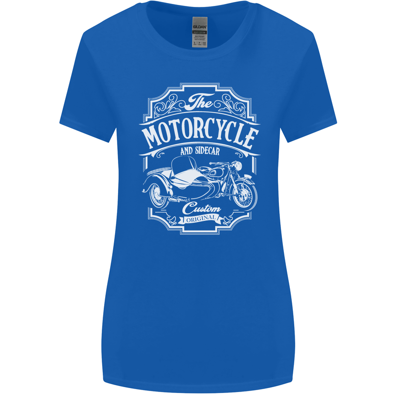 Motorcycle and Sidecar Biker Motorbike Womens Wider Cut T-Shirt Royal Blue