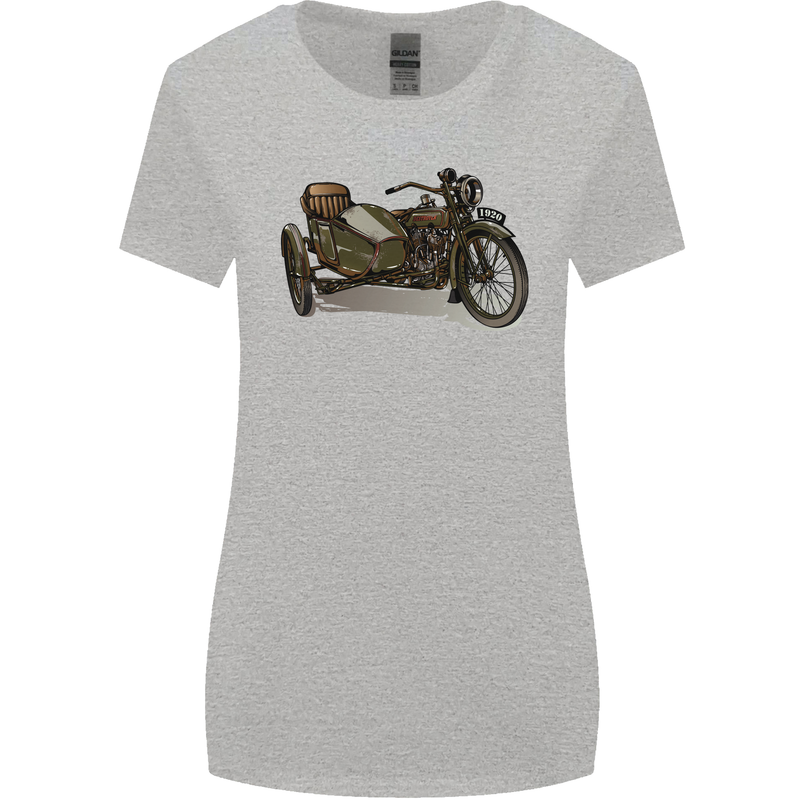 Motorcycle and Sidecar Biker Motorbike Womens Wider Cut T-Shirt Sports Grey
