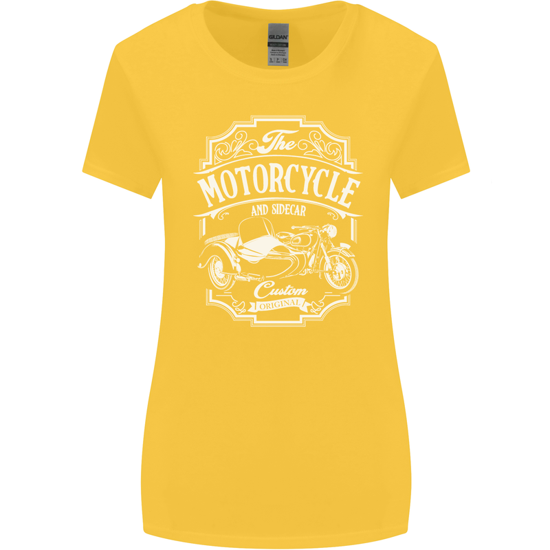 Motorcycle and Sidecar Biker Motorbike Womens Wider Cut T-Shirt Yellow